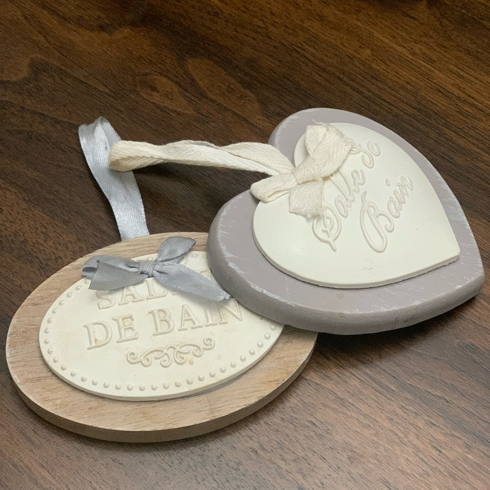 French FarmHouse Style Bathroom Sign- Light Gray and White from North of Paris